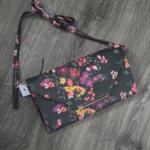 Floral Black Clutch Bag